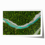 Extra large rolled print of a Swiss landscape featuring lush greenery and mountains, ideal for art wall dining room.