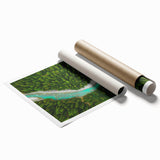 Extra large rolled print of a Swiss landscape with vibrant green meadows, ideal for classy bathroom wall art.