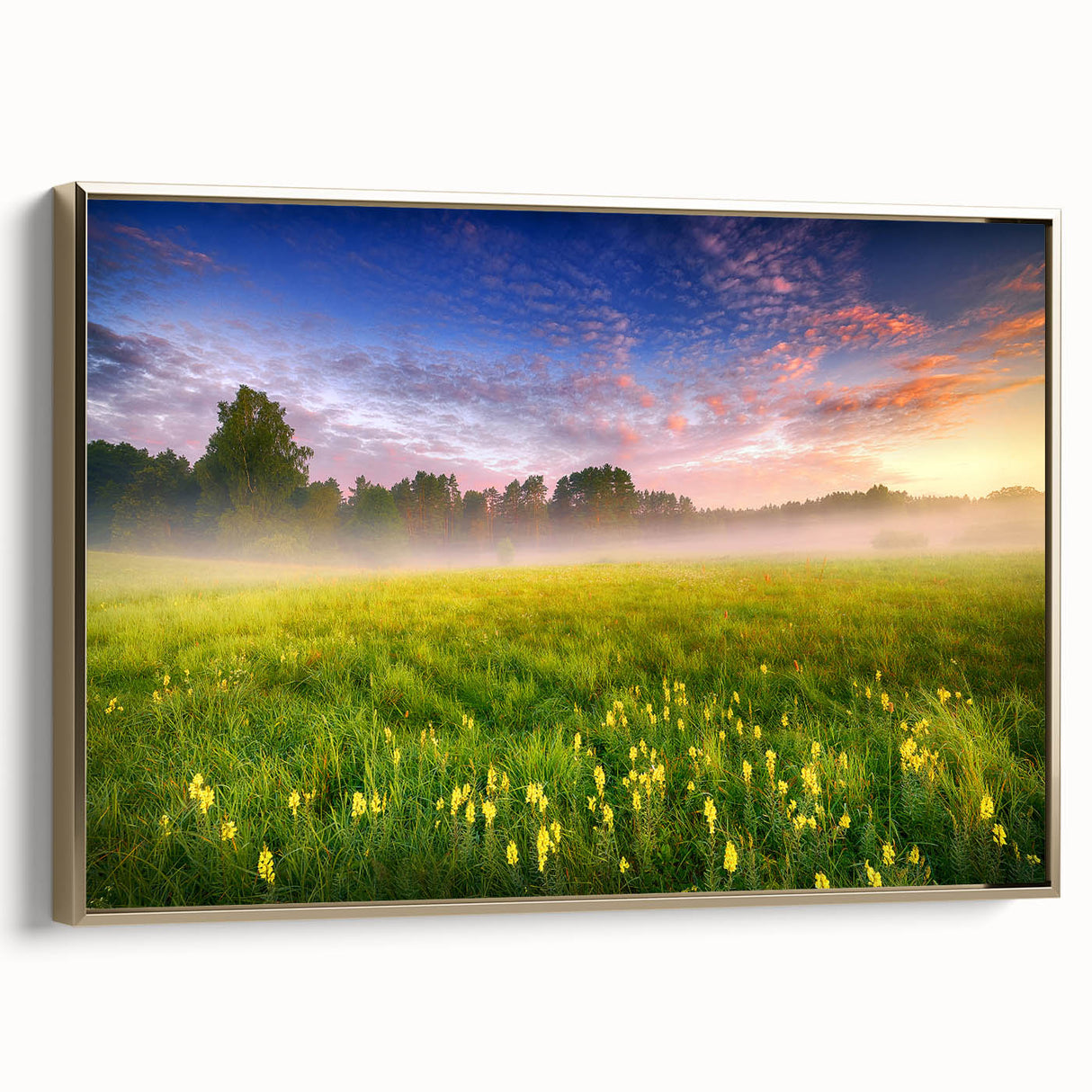 Framed canvas depicting a vintage-style Ukrainian landscape with muted gold and black tones, ideal for bedroom wall art.
