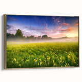 Framed canvas depicting a vintage-style Ukrainian landscape with muted gold and black tones, ideal for bedroom wall art.