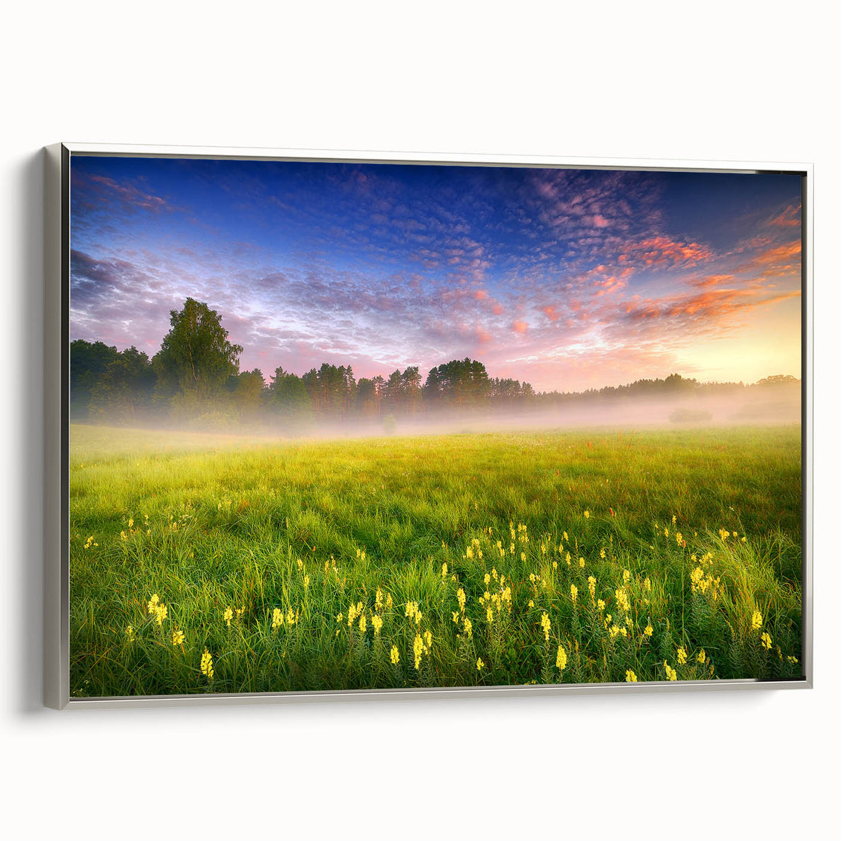 Landscape art painting of a European scenery on framed canvas, featuring vibrant colors with a vintage poster style.