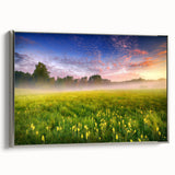 Landscape art painting of a European scenery on framed canvas, featuring vibrant colors with a vintage poster style.