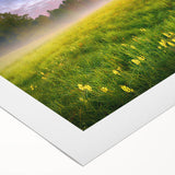 Art deco poster featuring a serene Ukrainian landscape in muted green and blue tones on rolled canvas.