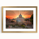 Extra large abstract art print of European scenery with textured gold frame, ideal for living room decor.