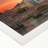 Art deco poster of the Vatican scenery in muted earth tones on rolled canvas, suitable for dining room wall art.