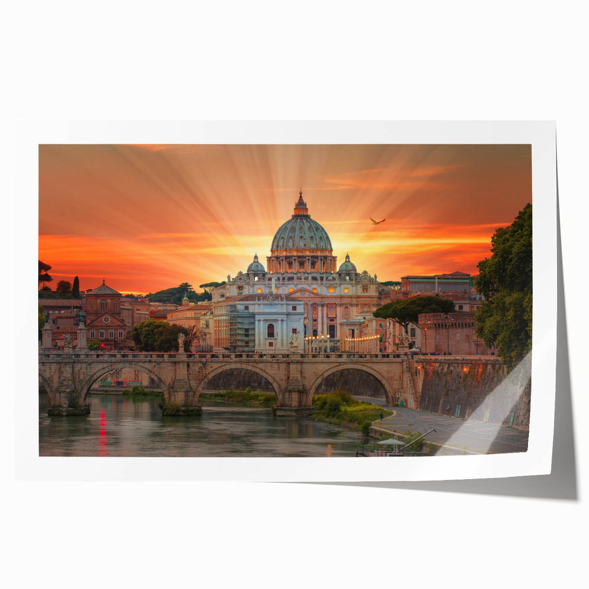 Rolled print of the Vatican scenery in muted earth tones, ideal for art wall dining room.