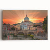Black and white stretched canvas of the Vatican scenery, ideal for kitchen wall art.