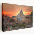 Vatican scenery on a large stretched canvas with a mix of soft earth tones, ideal for kitchen wall decor.