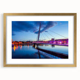 Extra large abstract art print of a textured Welsh scenery in muted earth tones, framed in gold, ideal for living room decor.