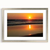 Textured art print of an abstract Acapulco scenery in muted earth tones, framed with a silver mat, ideal for bedroom decor.