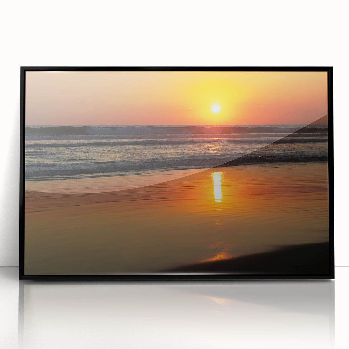 Large abstract wall art depicting Acapulco scenery in vibrant colors on a framed acrylic print.