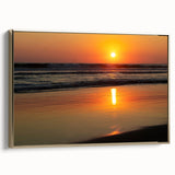 Framed canvas featuring a vintage-style landscape painting of Acapulco with a gold frame, ideal for bedroom wall art.