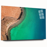 Large abstract acrylic print of Baja California scenery in muted earth tones, ideal for bedroom or dining room art.