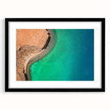 Extra large framed abstract art print featuring a colorful, textured depiction of Baja California scenery.