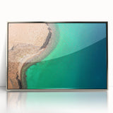 Mid-century modernist art depicting Baja California scenery in muted earth tones.