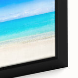Extra large framed canvas featuring a textured depiction of Cancun scenery in black with colorful accents.
