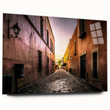 Acrylic glass print of a large abstract depiction of Mexico City in muted earth tones.