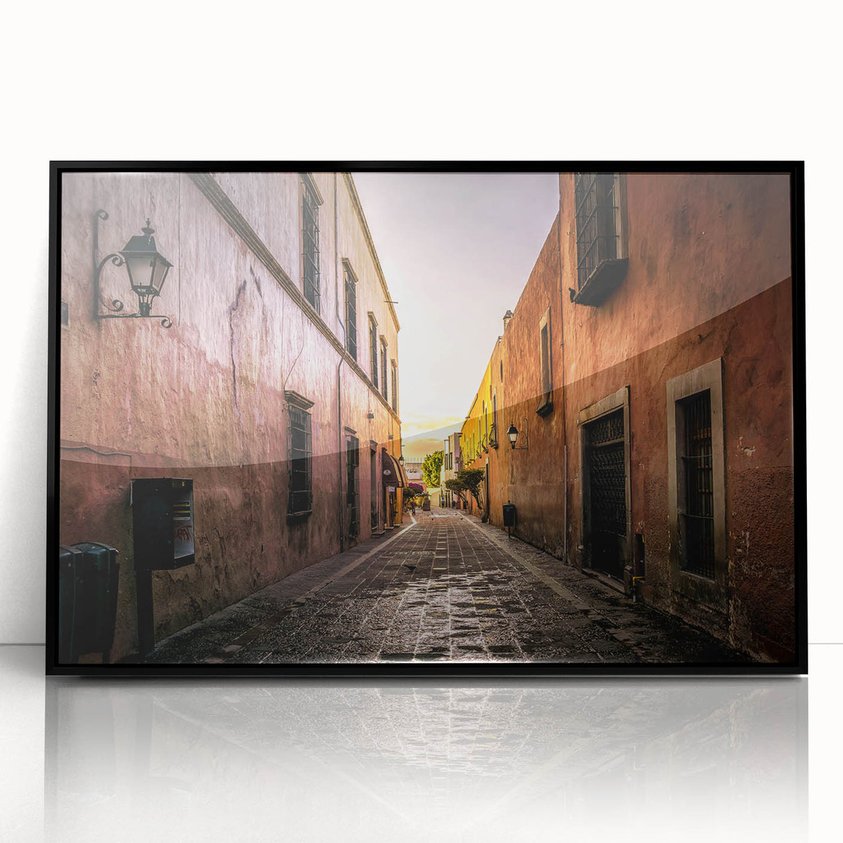 Large abstract wall art of Mexico City in muted gray and black tones on framed acrylic, suited for modern living room decor.