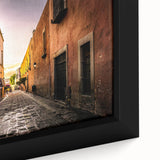 Extra large framed canvas featuring a textured depiction of Mexico City in black with colorful accents.