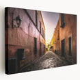 Panoramic view of Mexico City on a large stretched canvas, featuring muted earth tones, ideal for kitchen wall art.