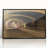 Large abstract wall art of Guanajuato, Mexico with vibrant colors on black framed acrylic.