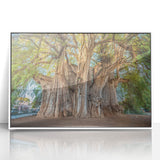 Modern art decor featuring a serene Oaxaca landscape in soft pastel colors on a framed acrylic, ideal for nursery wall art.