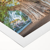 Art deco poster of Oaxaca scenery on rolled canvas, featuring muted earth tones, ideal for dining room wall art.