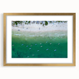 Extra large abstract art print of Quintana Roo scenery in gold frame, with textured details, suited for living room decor.