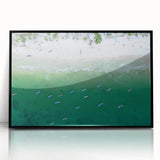 Large abstract wall art depicting a serene Quintana Roo landscape, in muted earth tones on a framed acrylic.