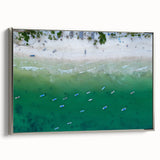 Framed canvas of a vintage Quintana Roo landscape painting with vibrant colors on a black background.