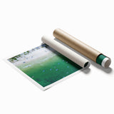 Rolled print of Quintana Roo scenery with vivid green and blue tones, ideal for classy bathroom wall art.