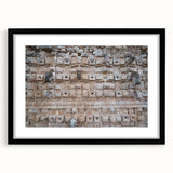 Extra large framed abstract art print depicting vibrant, colorful Yucatan scenery, ideal for living room decor.