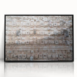 Large abstract wall art depicting Yucatan scenery in mid-century modernist style, framed in black acrylic.