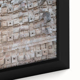 Extra large framed canvas featuring a textured, colorful Yucatan scenery in black, ideal for living room decor.