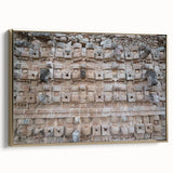 Framed canvas depicting a vintage-style landscape of Yucatán, Mexico, with muted gold and black tones.