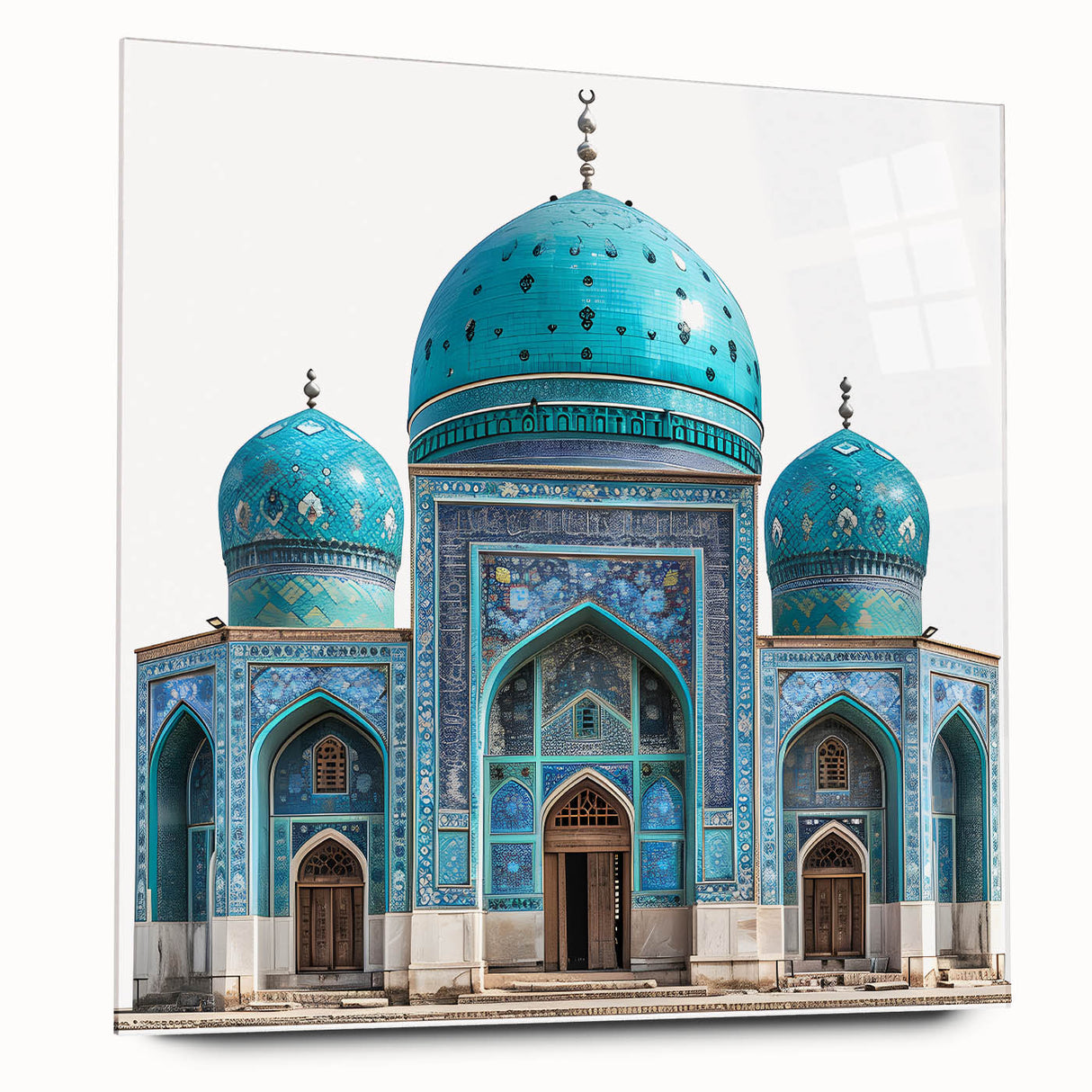 Large abstract wall art featuring a Middle Eastern desert scene in earth tones on acrylic glass.