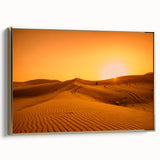 Framed canvas featuring a vintage-style landscape painting of Dubai, with black and gold tones, ideal for bedroom wall art.