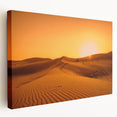 Panoramic view of Dubai skyline on a large stretched canvas, featuring muted earth tones, ideal for kitchen wall art.