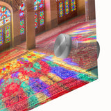Large abstract wall art depicting a Middle Eastern Iranian scenery on acrylic glass, suitable for dining room decor.