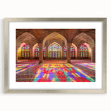 Textured abstract art print depicting a Middle Eastern scenery in muted earth tones on a framed canvas.