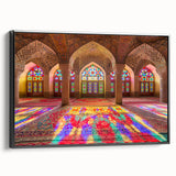 Black and white framed canvas depicting a vintage-style Iranian landscape, ideal for bedroom wall decor.