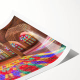 Extra large wall art featuring line art flowers in muted earth tones on a rolled canvas.