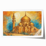 Extra large rolled print of a Middle Eastern Iraqi scenery with vibrant floral elements, ideal for dining room wall art.