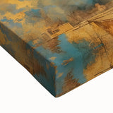 Large art of a black and white landscape painting depicting a Middle Eastern scenery on stretched canvas.