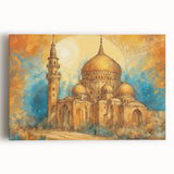 Black and white large canvas print of a Middle Eastern scenery, ideal for kitchen wall art.