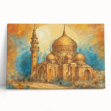 Black and white stretched canvas of a Middle Eastern scenery, ideal for kitchen wall art or bedroom ambiance.