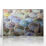 Acrylic print of Jerusalem scenery in muted earth tones, framed in white, suitable for modern art wall decor or nursery.