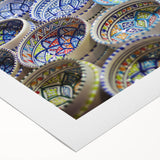 Art deco poster of Jerusalem skyline in muted earth tones on rolled canvas, suitable for dining room wall art.