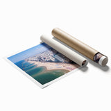 Extra large rolled print of Tel Aviv scenery in muted earth tones, ideal for classy bathroom wall art.