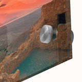 Large abstract wall art depicting a Middle Eastern scenery in vibrant colors on acrylic glass.